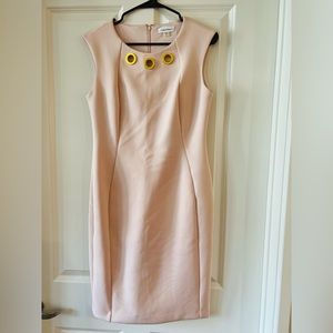 Calvin Klein blush sheath dress with gold collar detailing. Worn once.